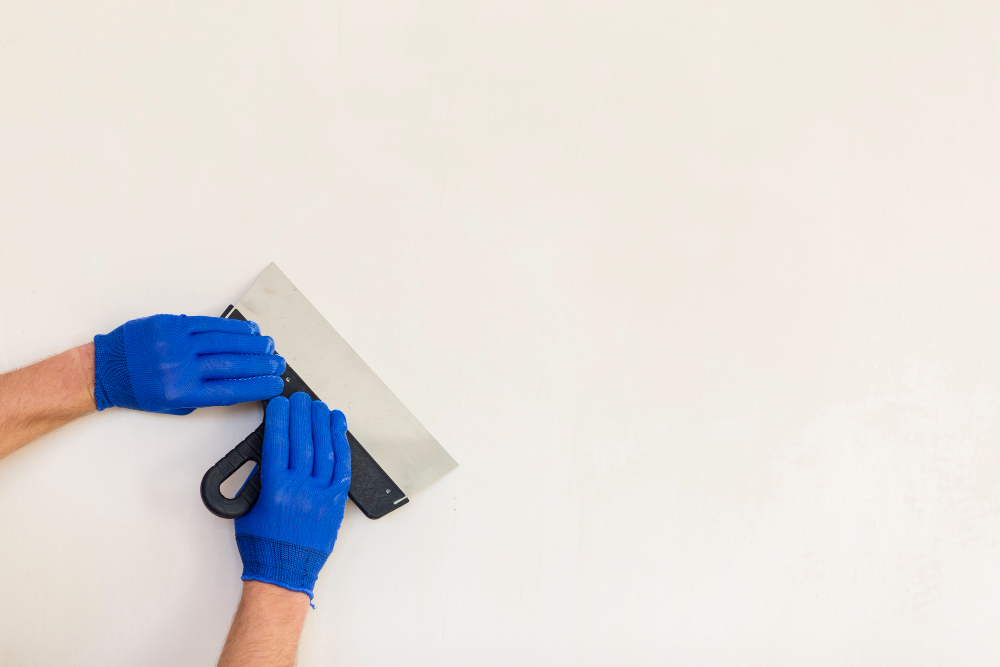 a professional applying joint compound on drywall surface
